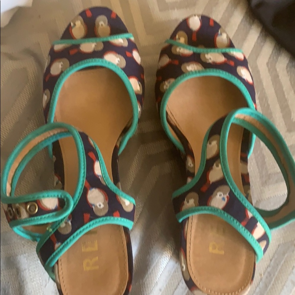 ❤️❤️Wedge sandals bird fabric